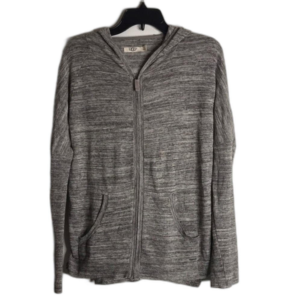 Ugg ladies  gray lightweight zip up jacket with hoodie size small